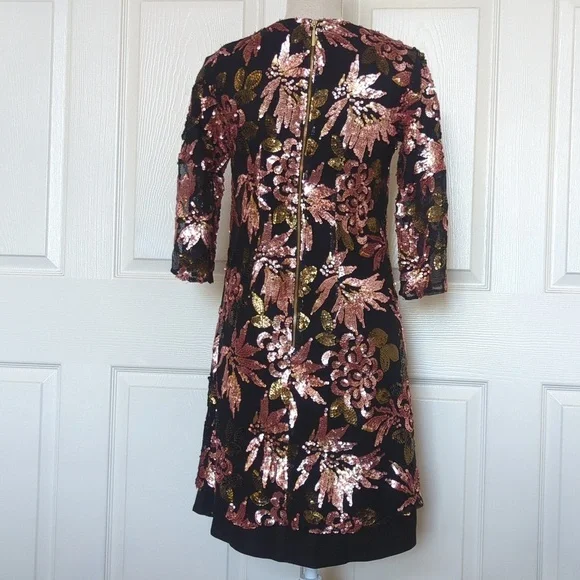 Closet Betty Floral Sequin Black Dress By Crash - Picture 9 of 11